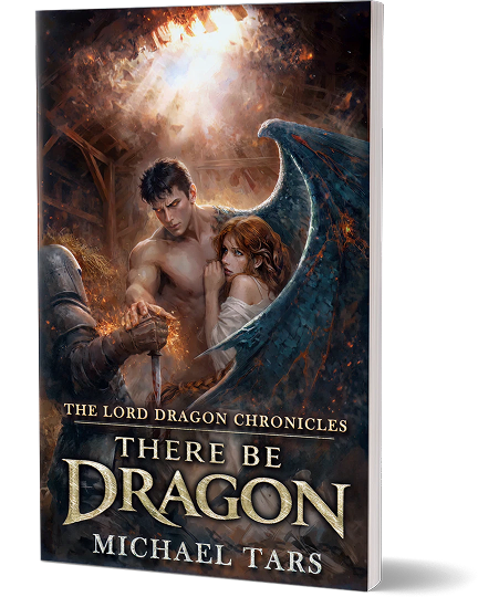 There Be Dragon paperback and phone mockup.
